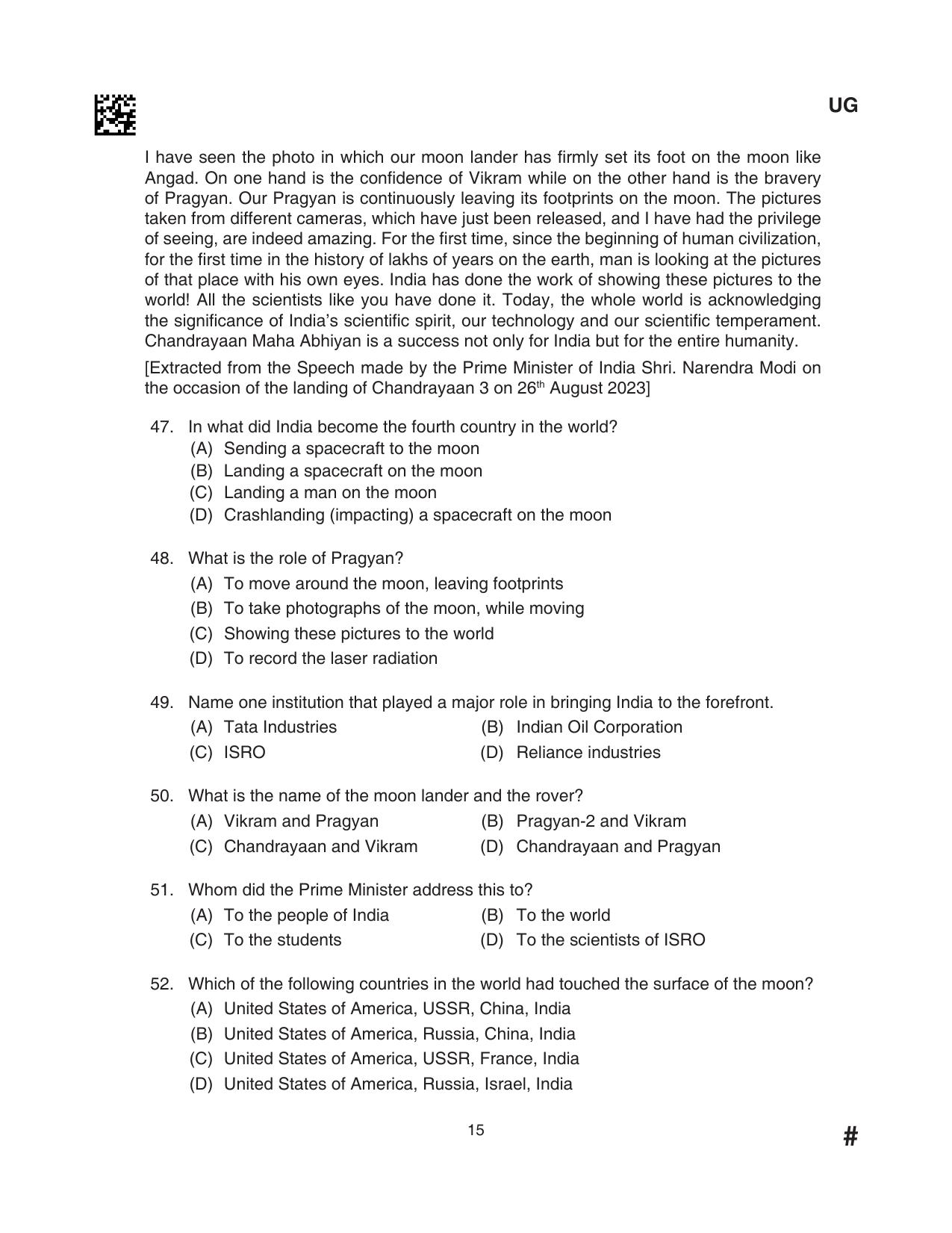 CLAT 2024 UG SET D Question Paper - Page 15
