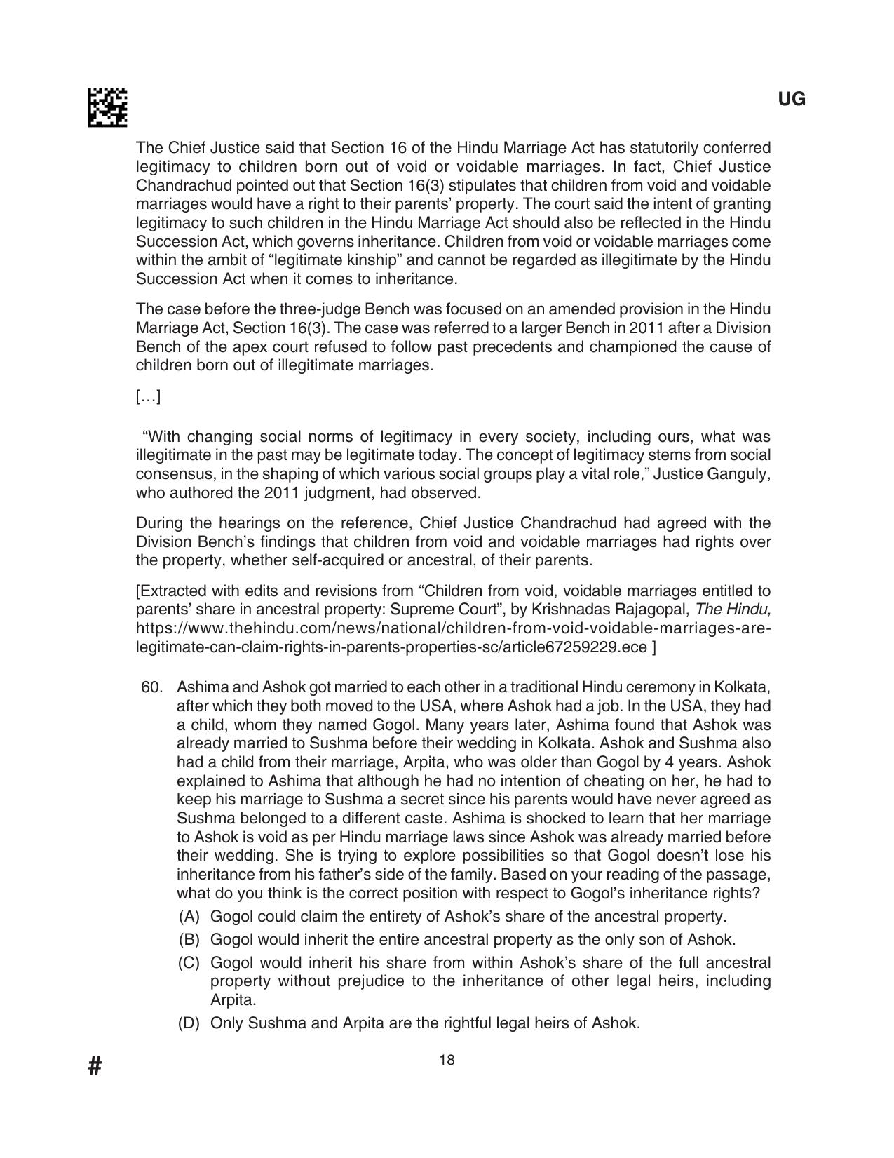CLAT 2024 UG SET D Question Paper - Page 18