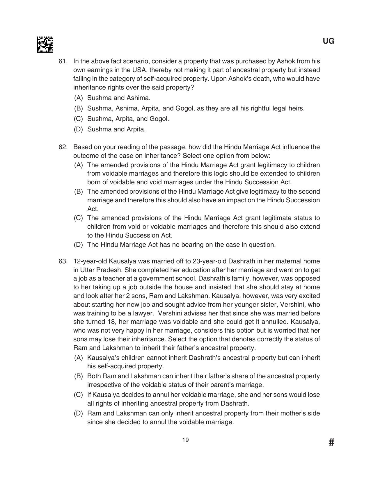 CLAT 2024 UG SET D Question Paper - Page 19