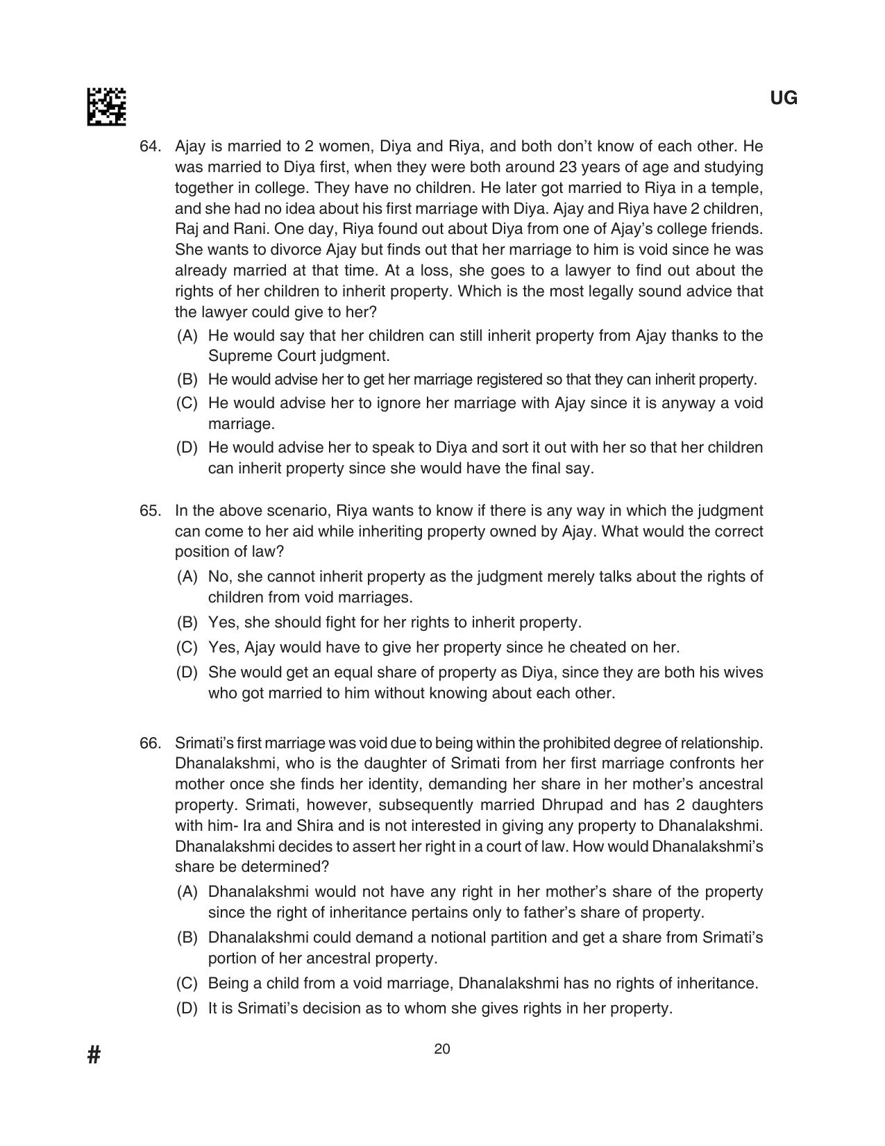 CLAT 2024 UG SET D Question Paper - Page 20