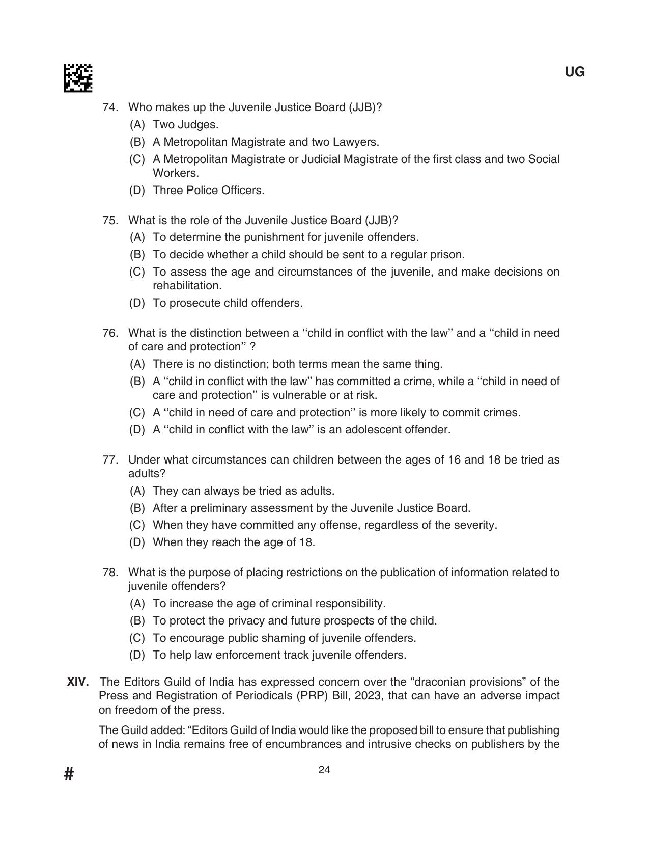 CLAT 2024 UG SET D Question Paper - Page 24