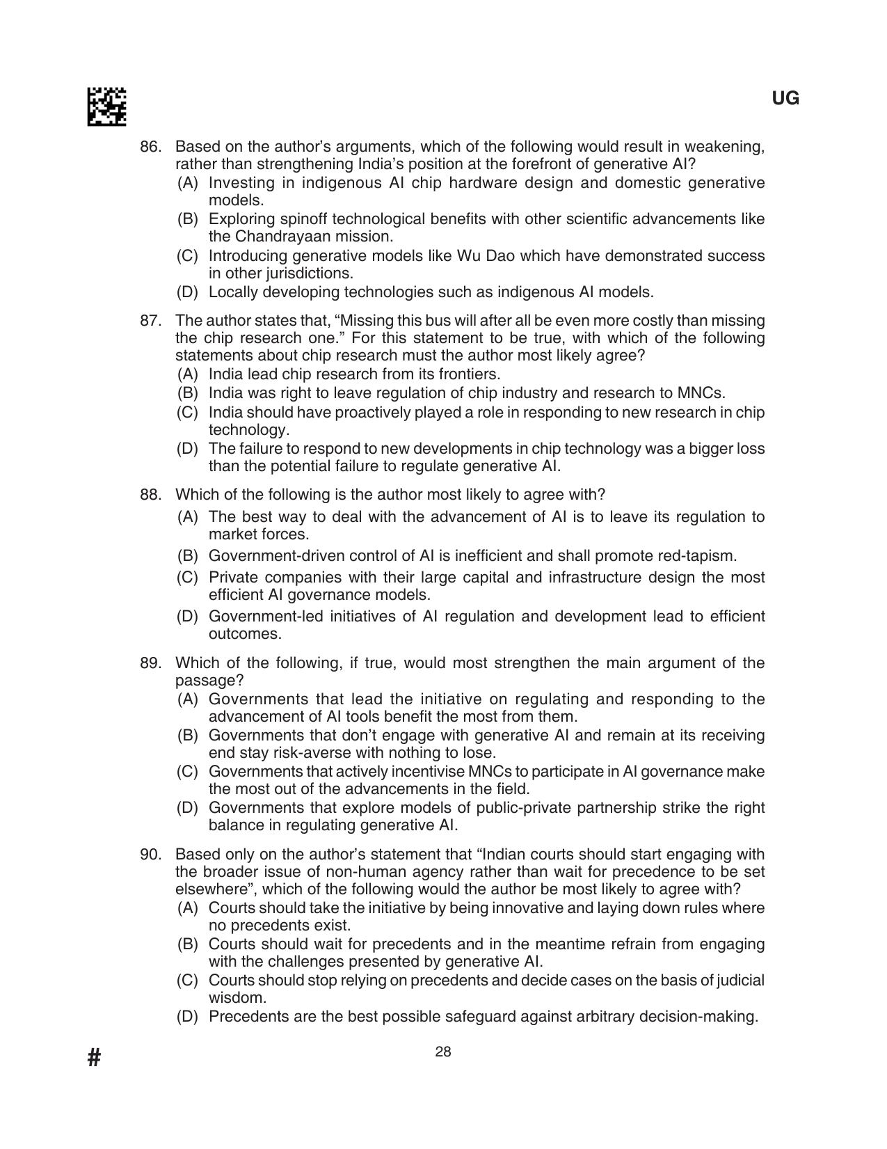 CLAT 2024 UG SET D Question Paper - Page 28