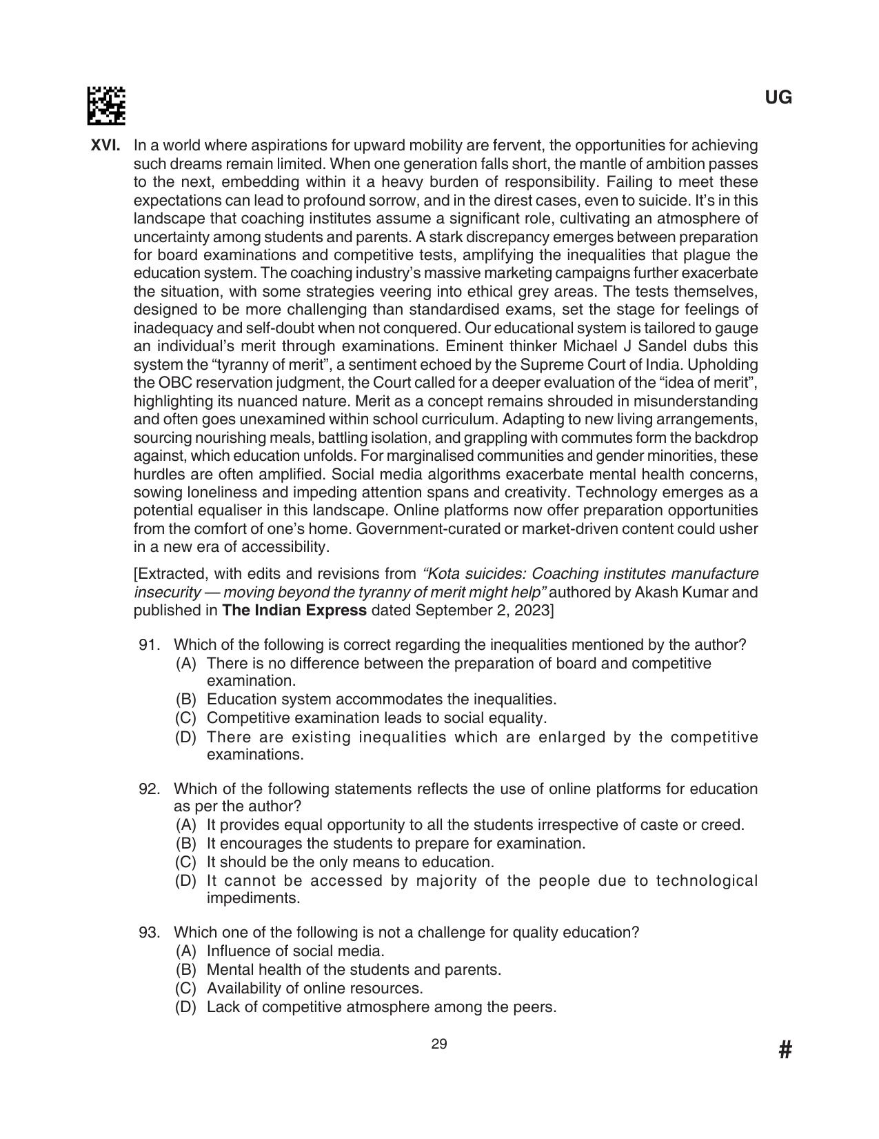 CLAT 2024 UG SET D Question Paper - Page 29