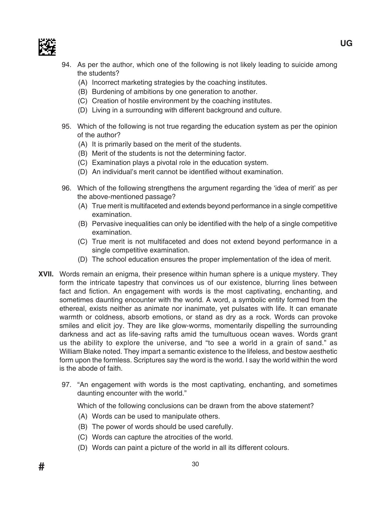 CLAT 2024 UG SET D Question Paper - Page 30