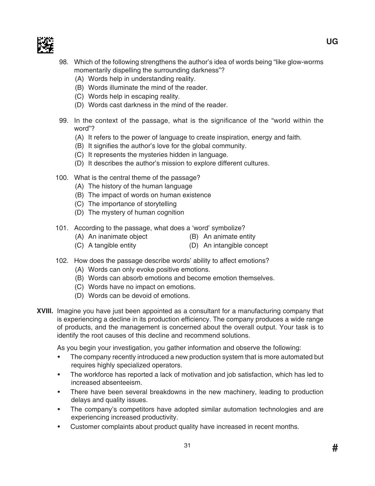 CLAT 2024 UG SET D Question Paper - Page 31