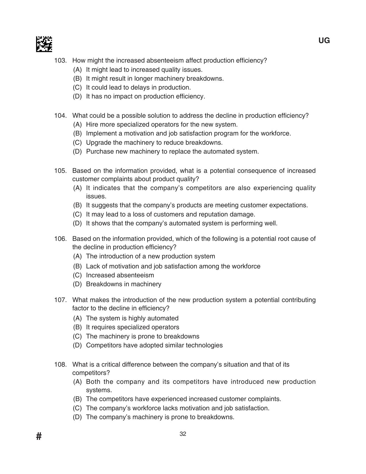CLAT 2024 UG SET D Question Paper - Page 32