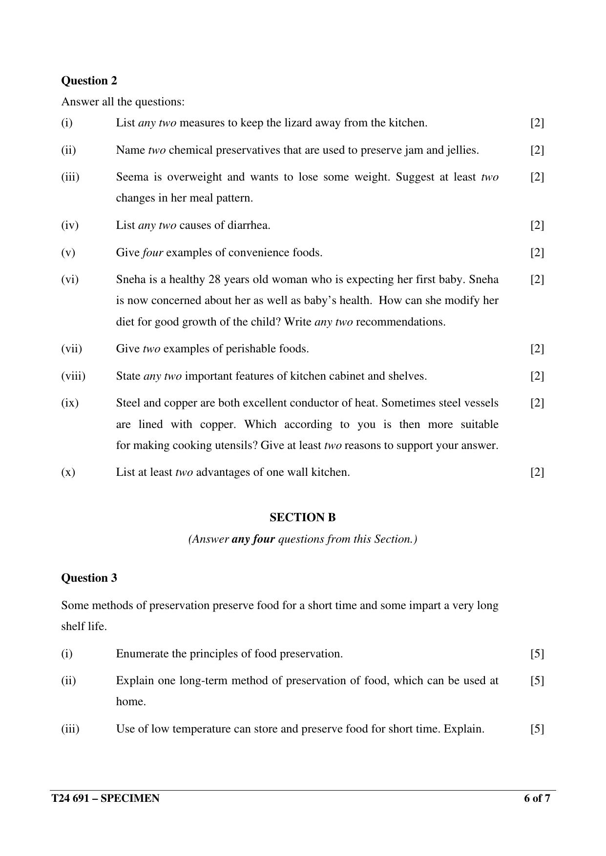 ICSE Class 10 2024 Cookery Sample Paper - Page 6