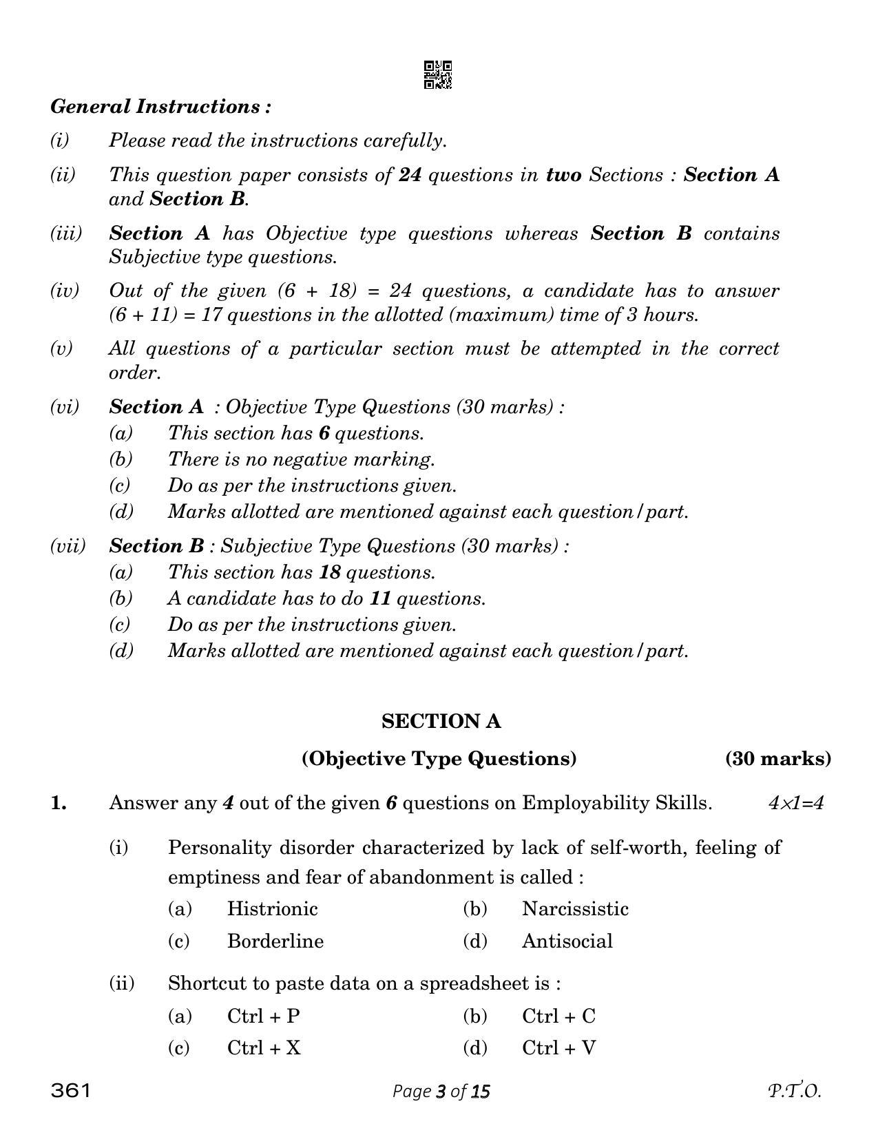 CBSE Class 12 Fashion Studies (Compartment) 2023 Question Paper - Page 3