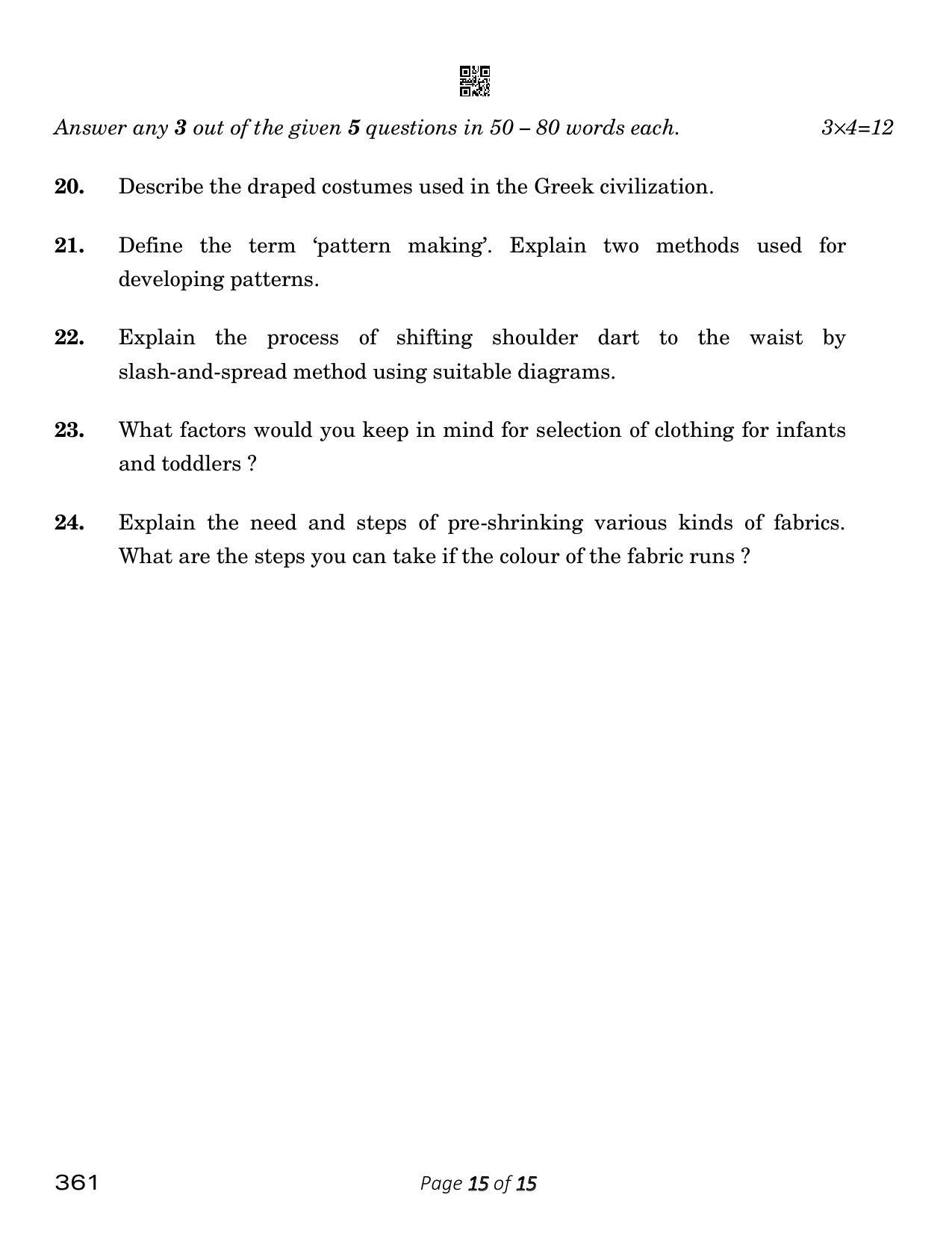 CBSE Class 12 Fashion Studies (Compartment) 2023 Question Paper - Page 15