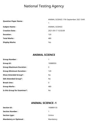 ICAR AIEEA PG 2021 ANIMAL SCIENCE Question Paper
