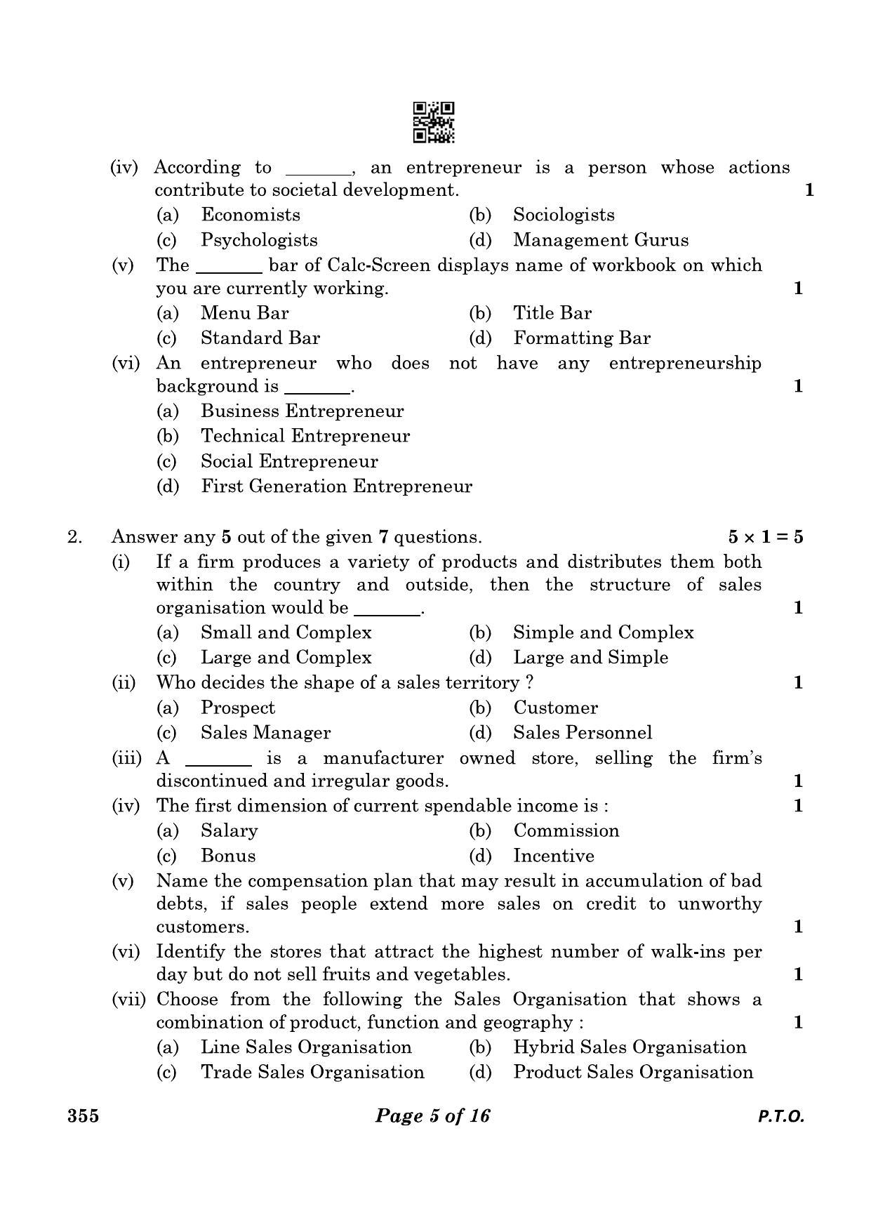 CBSE Class 12 355_Salesmanship 2023 Question Paper - Page 5