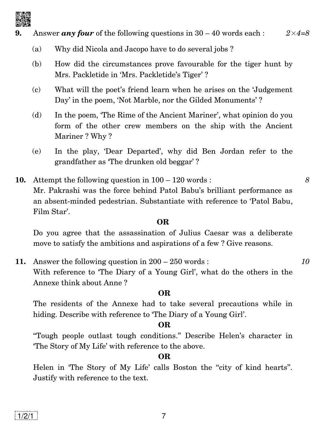 CBSE Class 10 1-2-1 ENGLISH COMMUNICATIVE 2019 Question Paper - Page 7