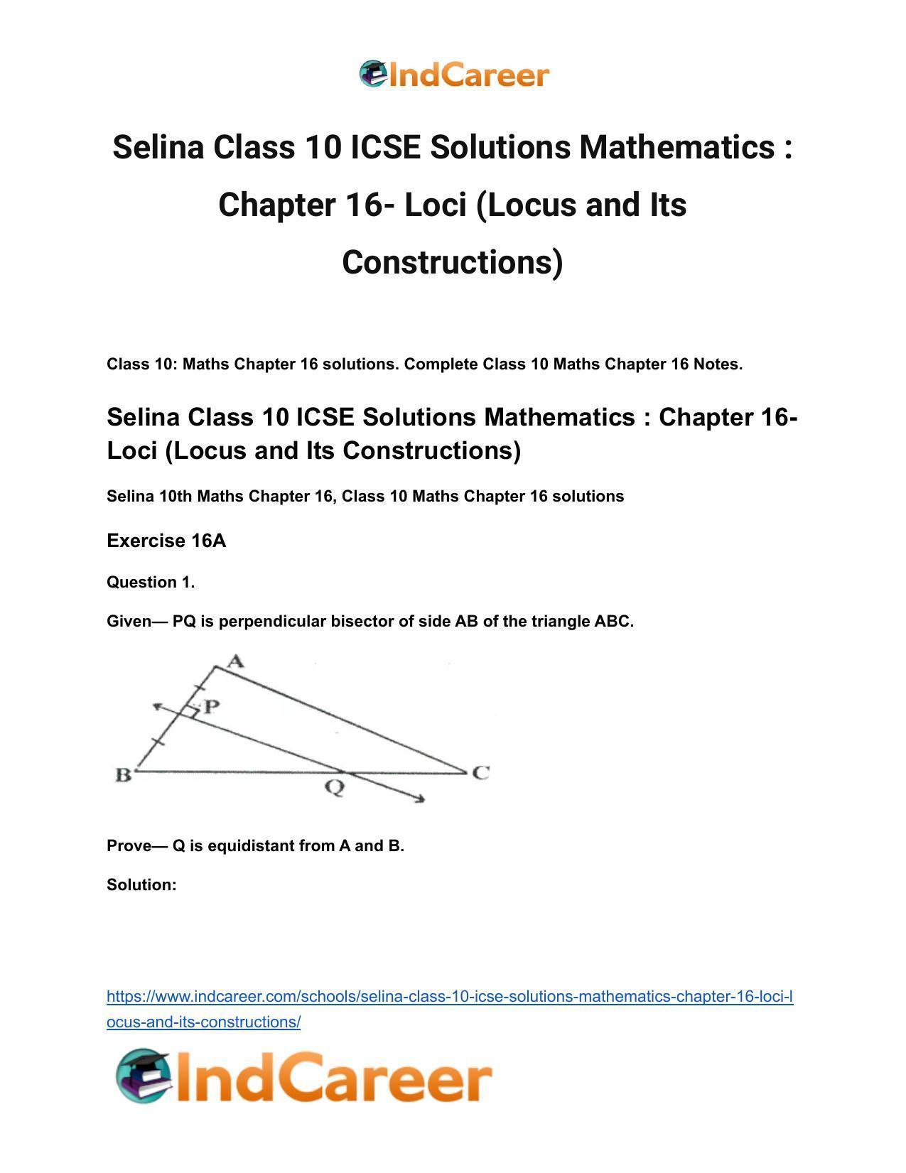 Selina Class 10 ICSE Solutions Mathematics : Chapter 16- Loci (Locus and Its Constructions) - Page 2