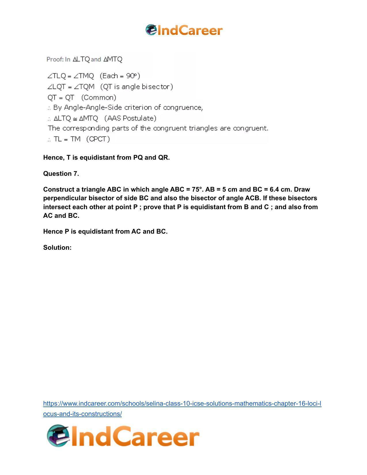 Selina Class 10 ICSE Solutions Mathematics : Chapter 16- Loci (Locus and Its Constructions) - Page 12
