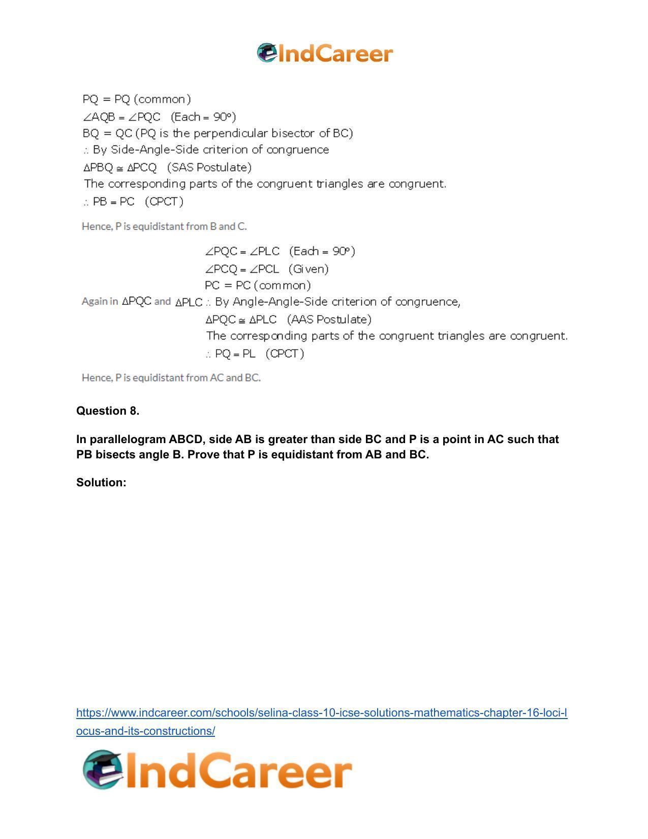 Selina Class 10 ICSE Solutions Mathematics : Chapter 16- Loci (Locus and Its Constructions) - Page 14