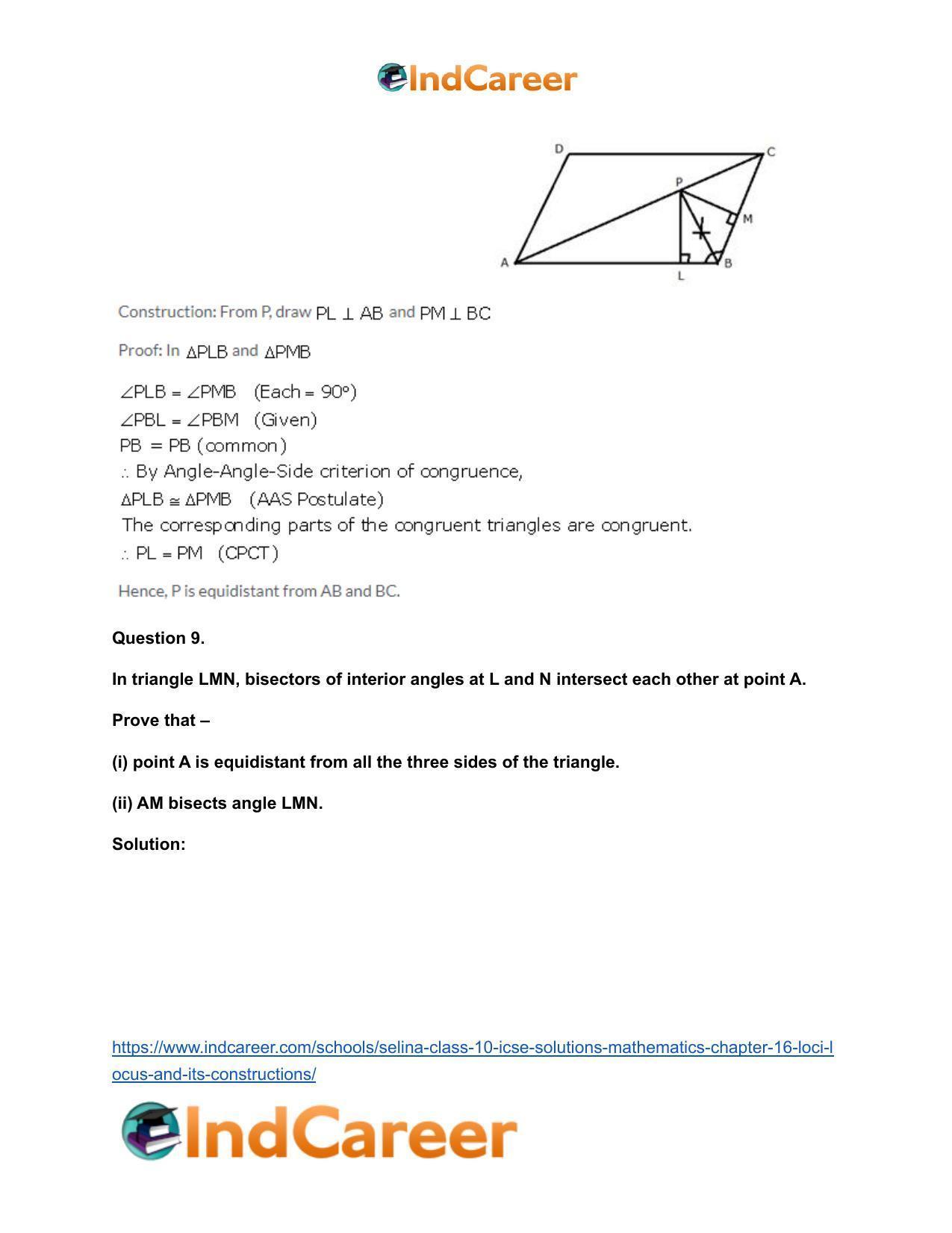 Selina Class 10 ICSE Solutions Mathematics : Chapter 16- Loci (Locus and Its Constructions) - Page 15