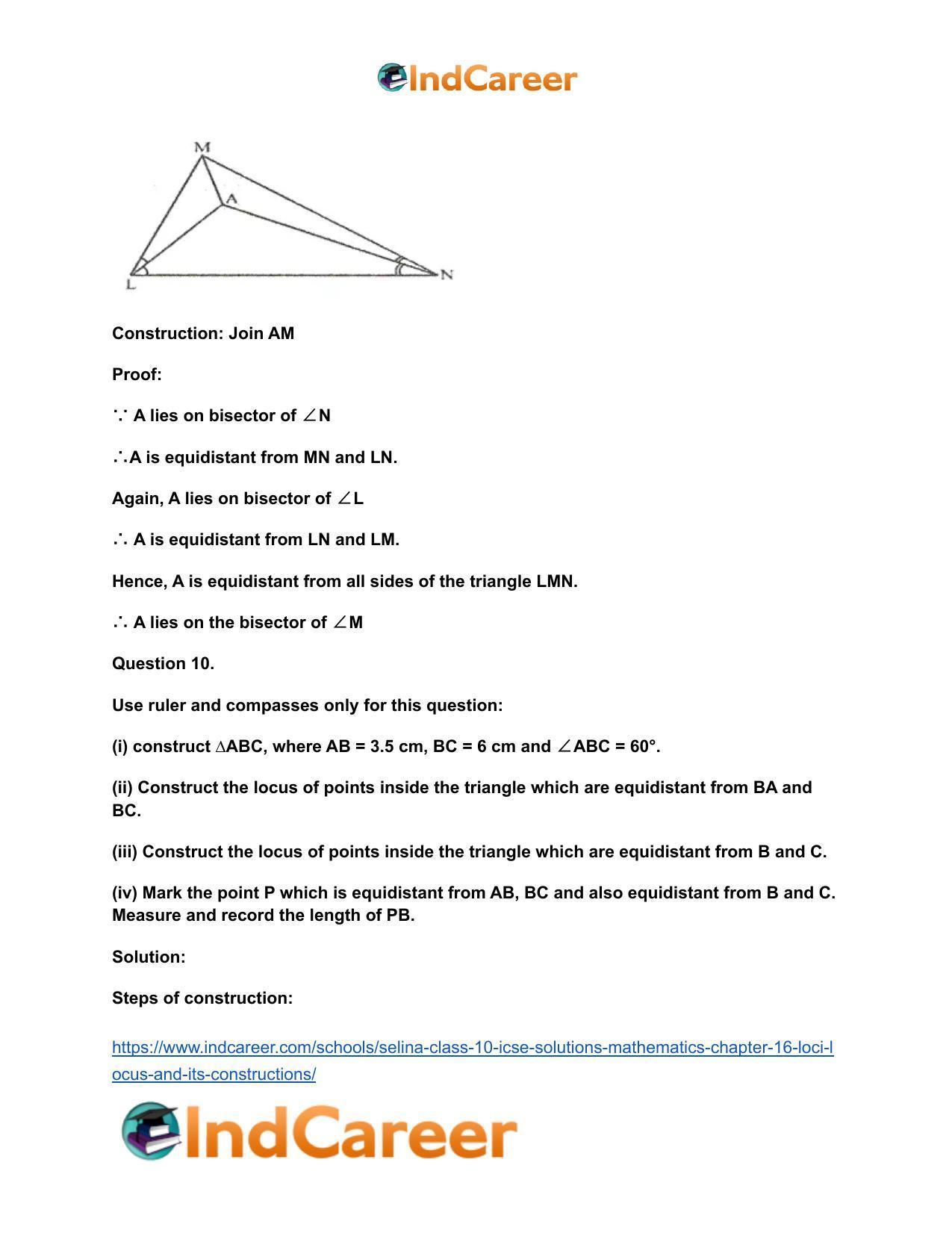 Selina Class 10 ICSE Solutions Mathematics : Chapter 16- Loci (Locus and Its Constructions) - Page 16