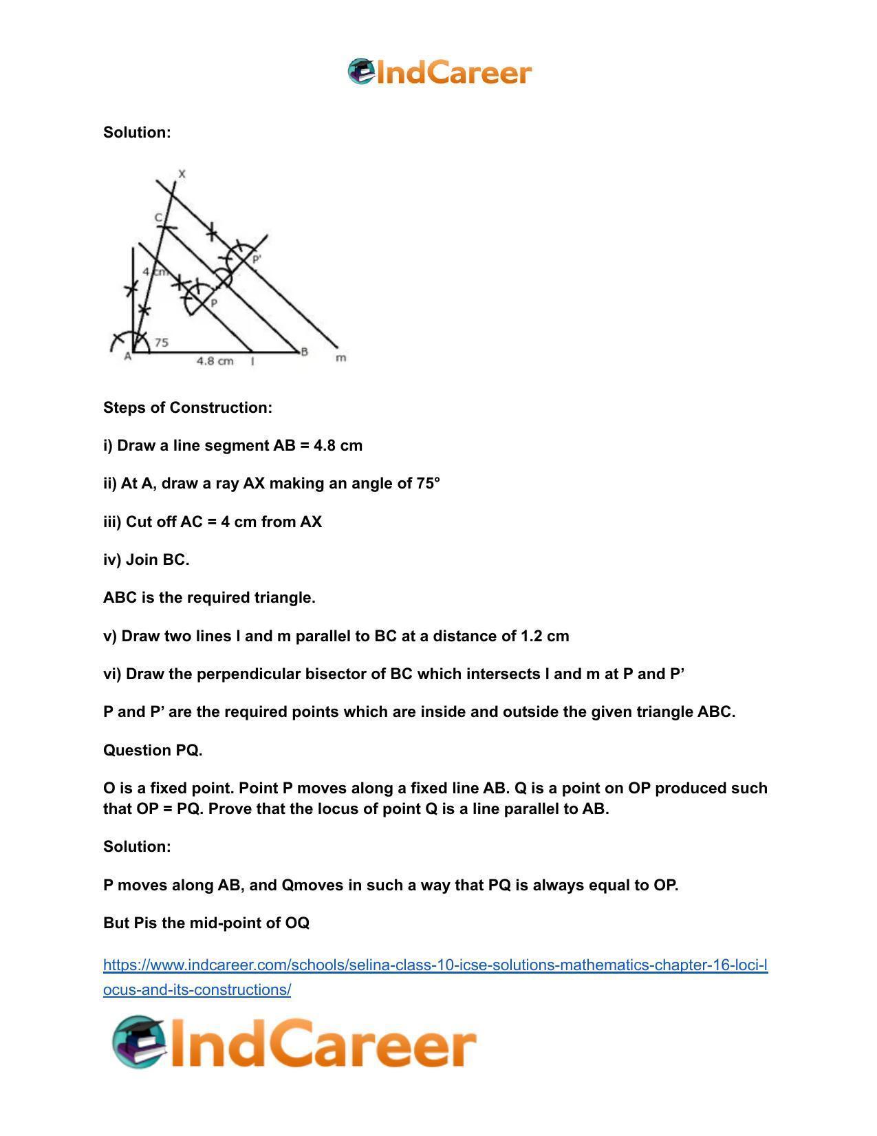Selina Class 10 ICSE Solutions Mathematics : Chapter 16- Loci (Locus and Its Constructions) - Page 44