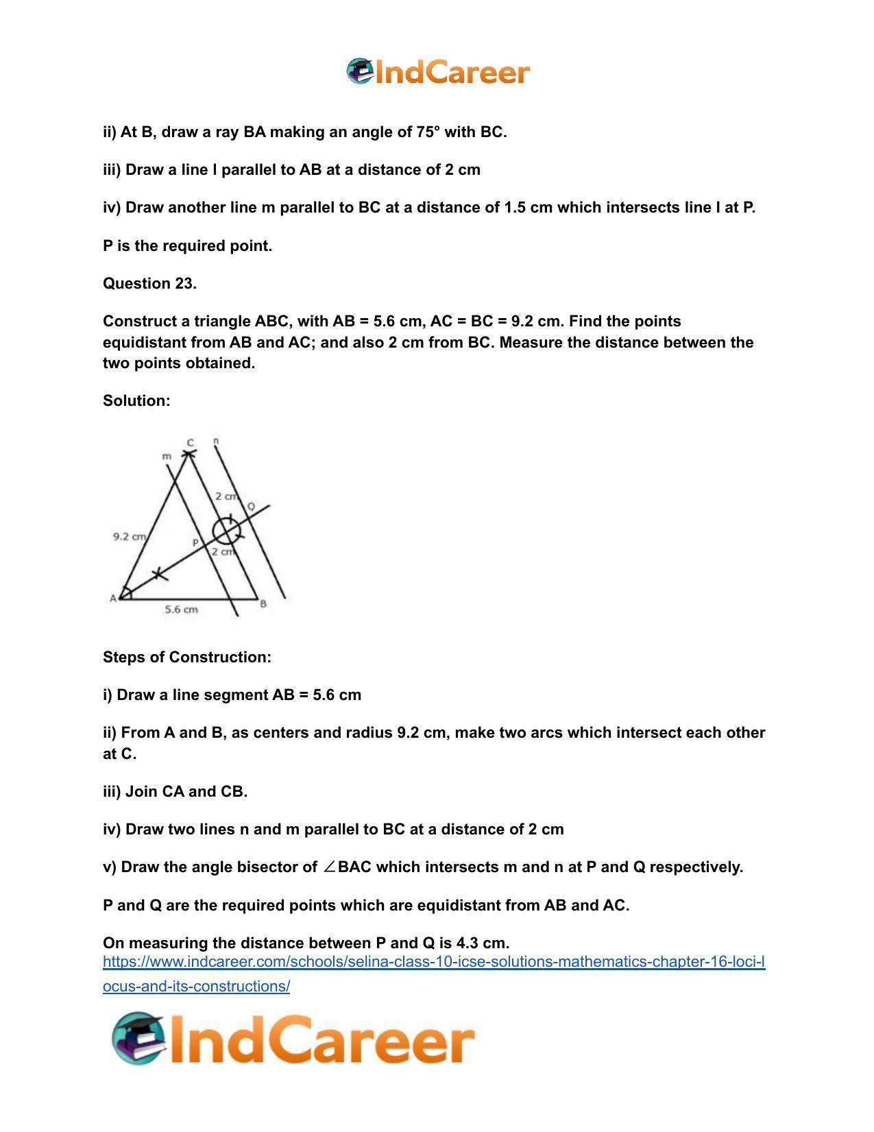 Selina Class 10 ICSE Solutions Mathematics : Chapter 16- Loci (Locus and Its Constructions) - Page 46