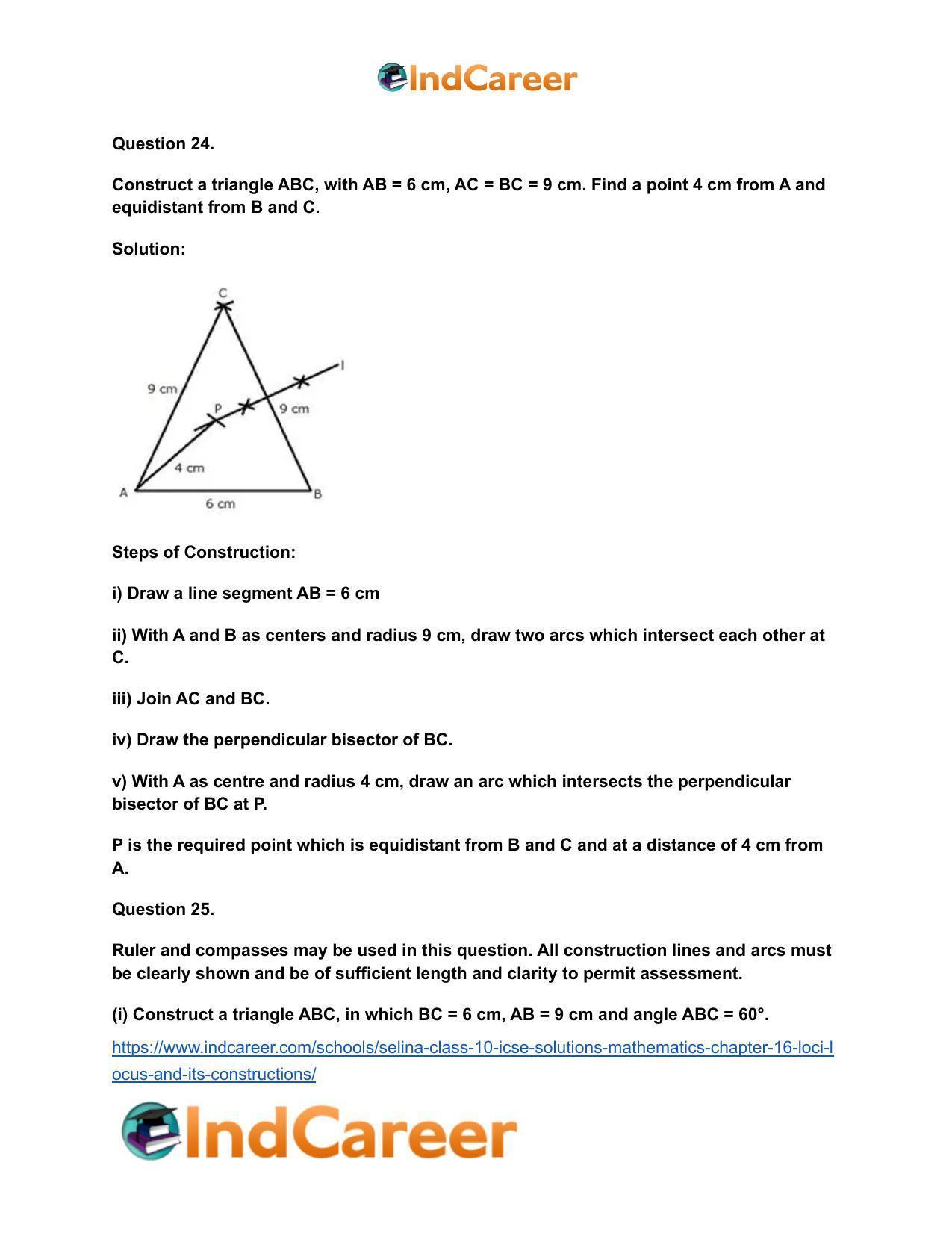 Selina Class 10 ICSE Solutions Mathematics : Chapter 16- Loci (Locus and Its Constructions) - Page 47