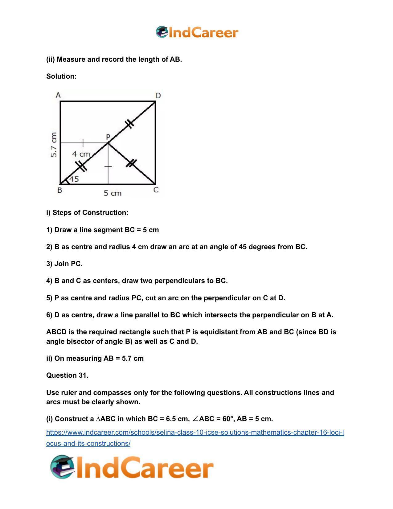 Selina Class 10 ICSE Solutions Mathematics : Chapter 16- Loci (Locus and Its Constructions) - Page 56