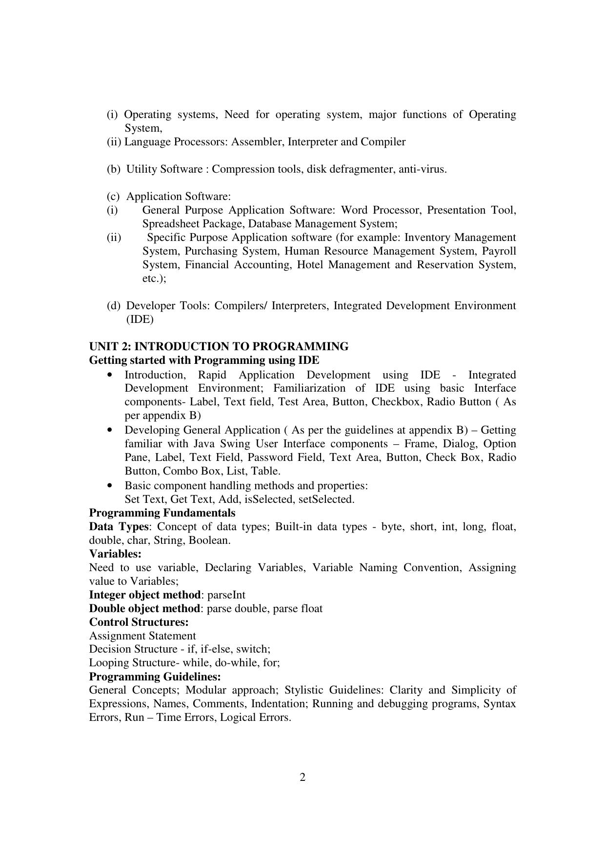 Meghalaya Board Informatics Practices Syllabus for Class XI & XII  - Page 2