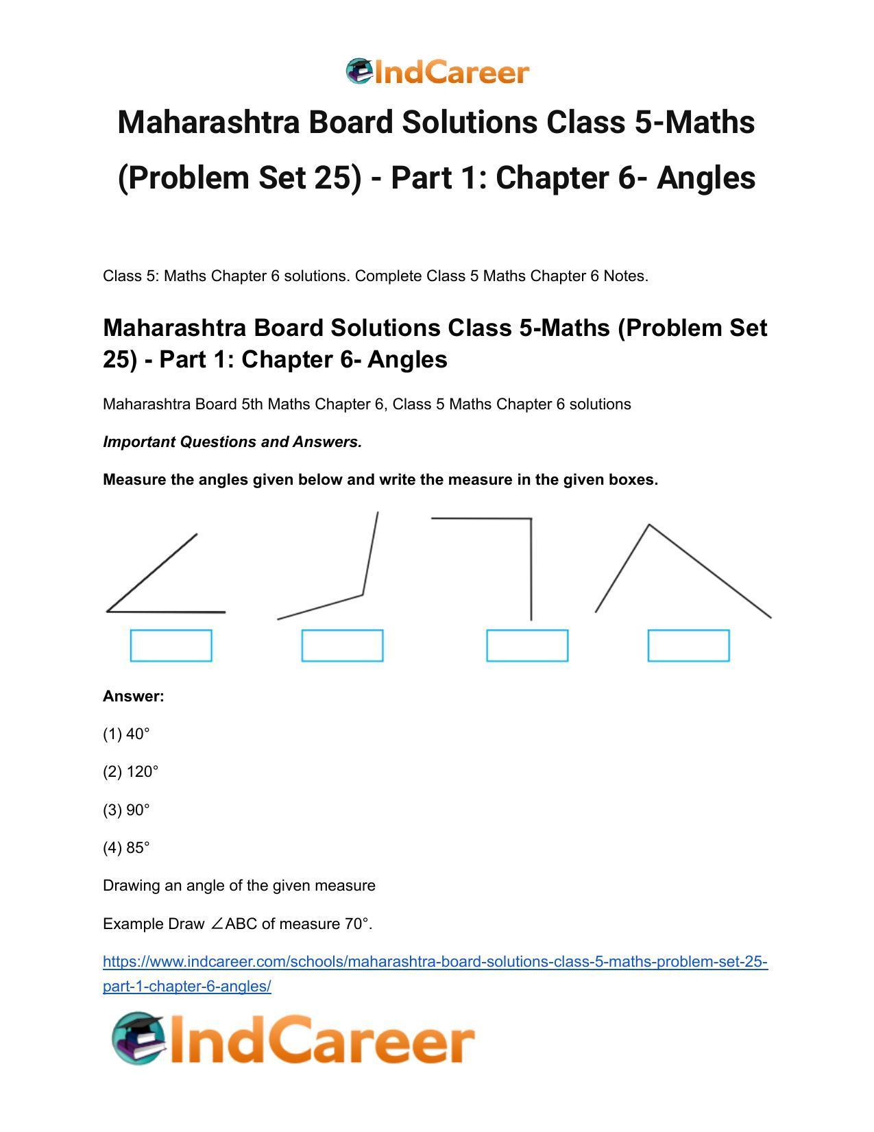 Maharashtra Board Solutions Class 5-Maths (Problem Set 25) - Part 1: Chapter 6- Angles - Page 2