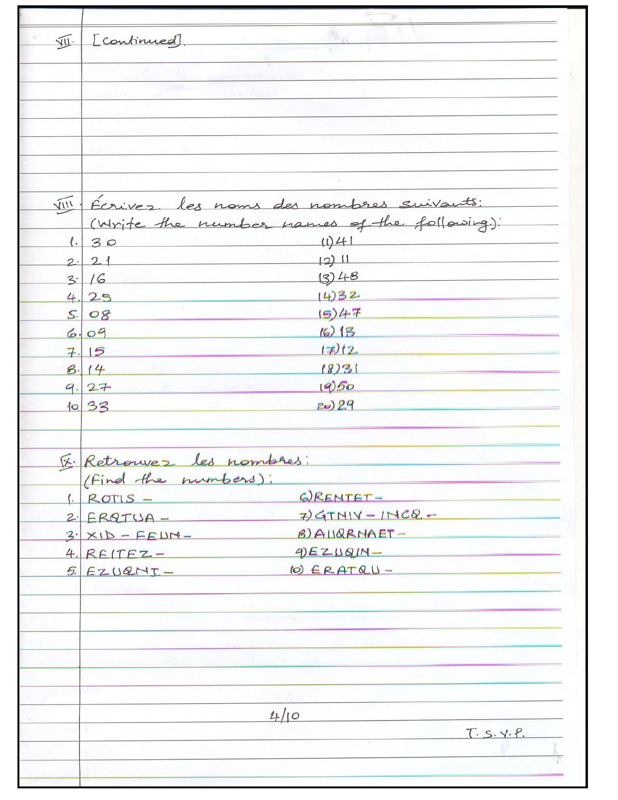 Worksheet for Class 3 French Assignment 6 - Page 4