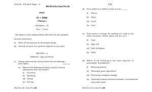Meghalaya Board (MBOSE) Class 11 IT  ITES (theory) 2022 Question Paper