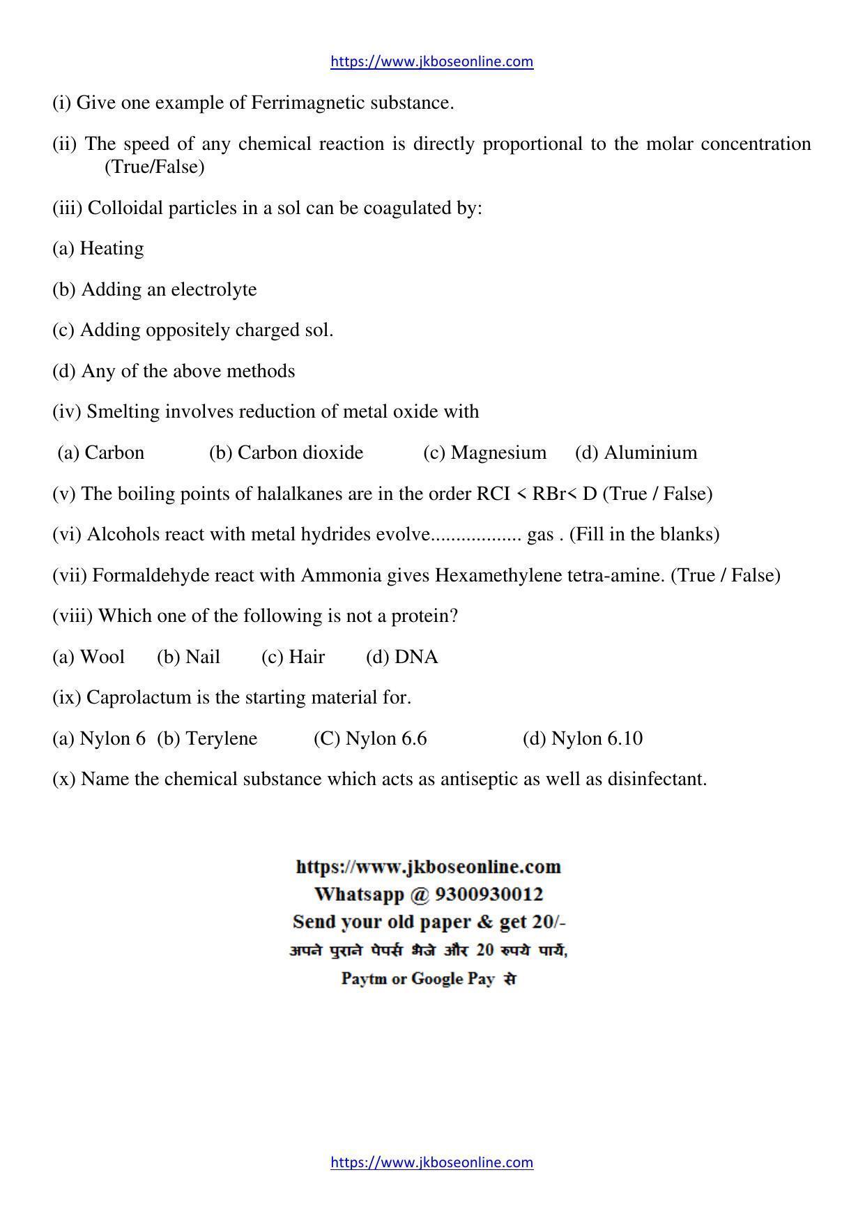 JKBOSE Class 12 Chemistry Question Papers 2013 (81018-Q) - Page 3