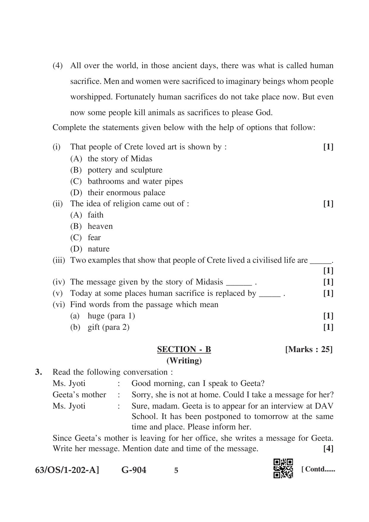 NIOS April 2022 Class 10 English Question Paper - Page 5