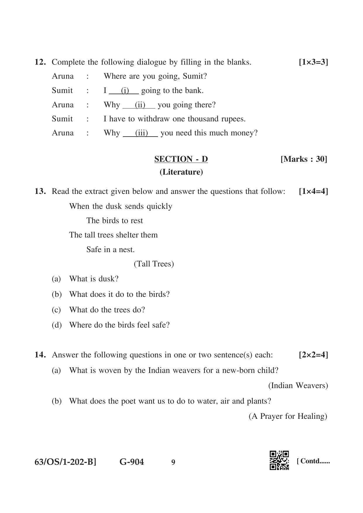 NIOS April 2022 Class 10 English Question Paper - Page 21