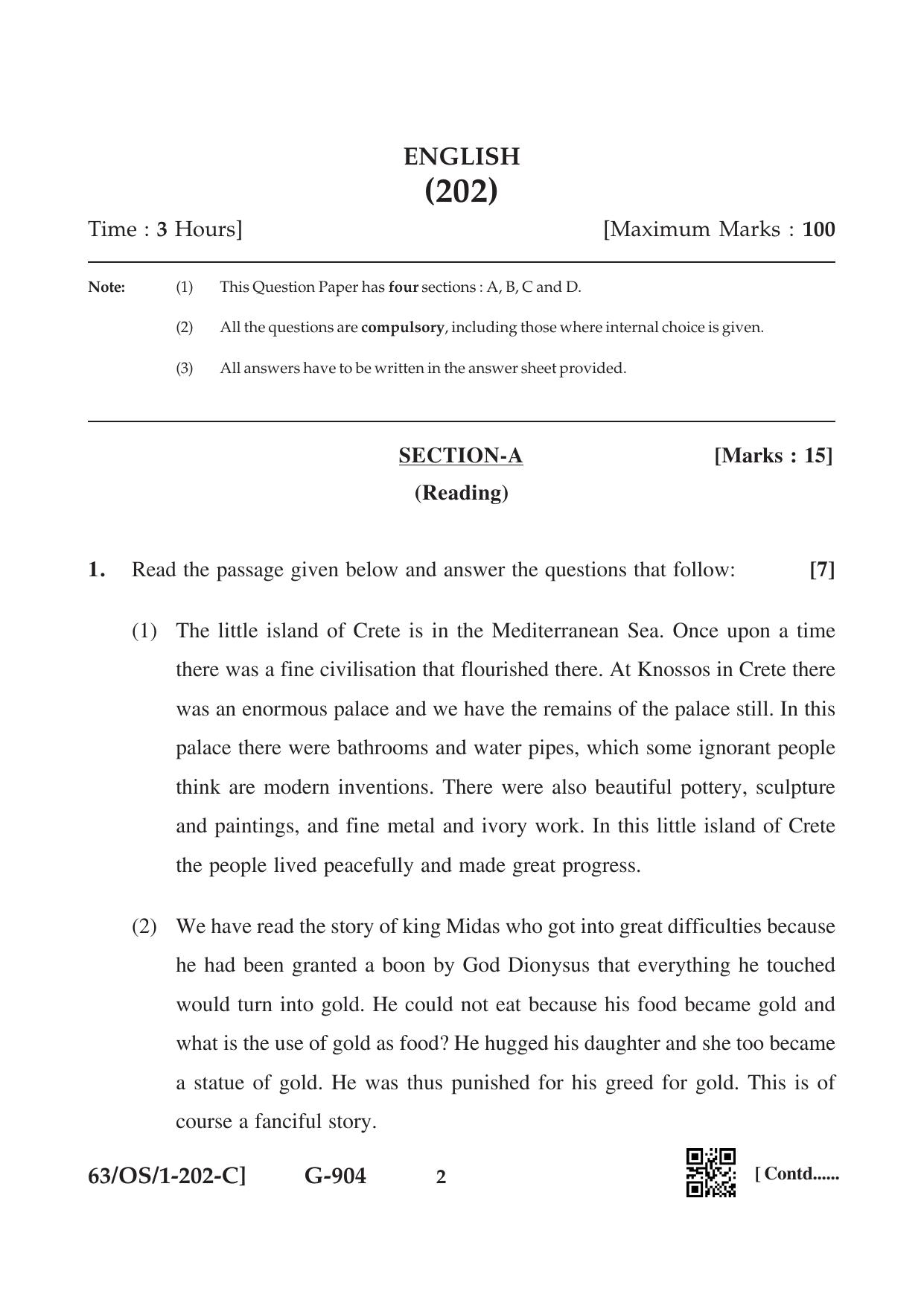 NIOS April 2022 Class 10 English Question Paper - Page 26