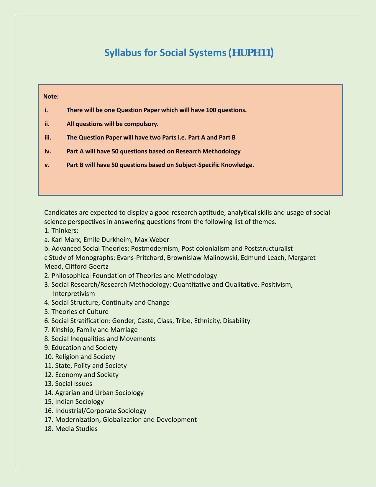NTA PhD Entrance Exam Social System Syllabus - Page 1