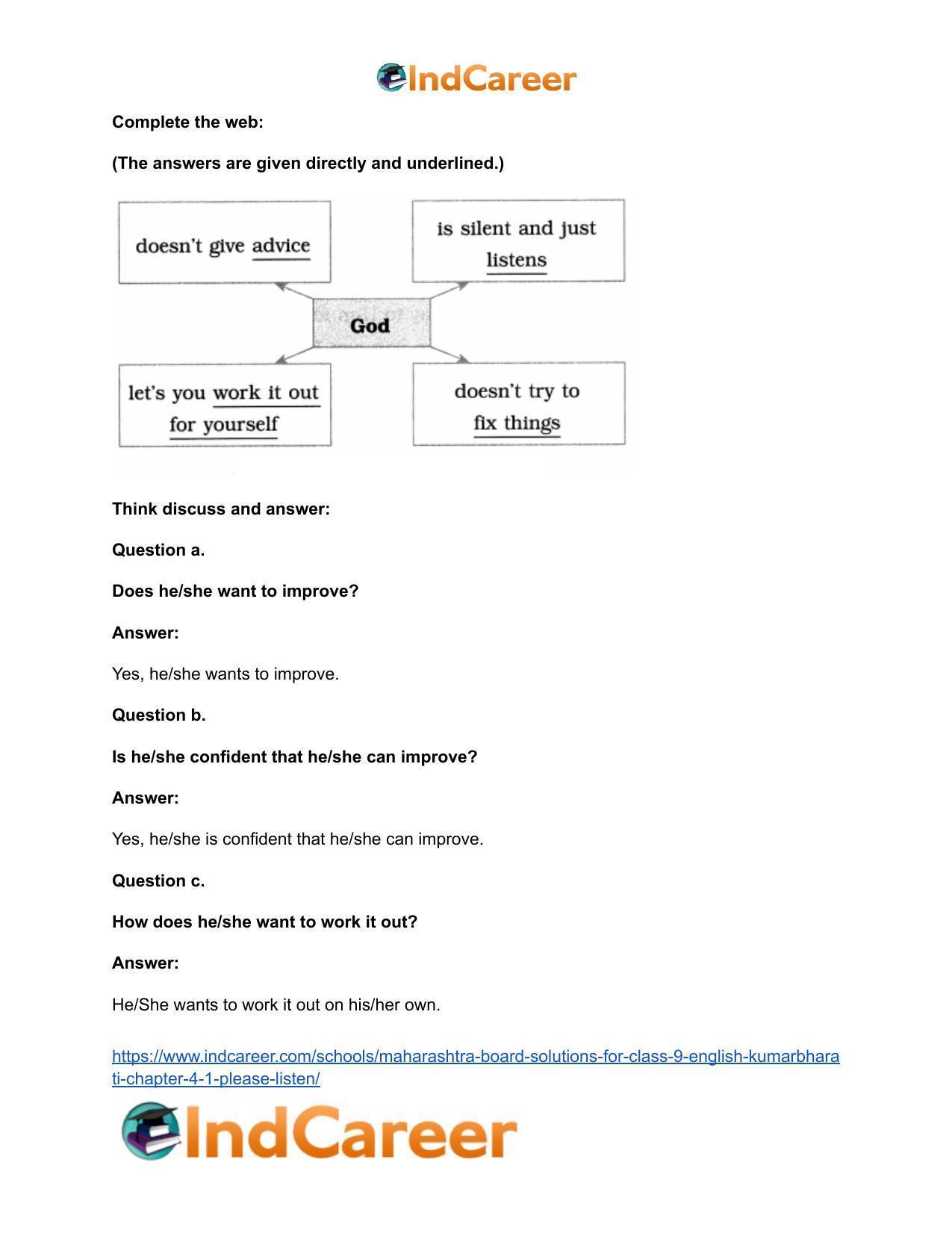 Maharashtra Board Solutions for Class 9- English Kumarbharati: Chapter 4.1- Please Listen - Page 14