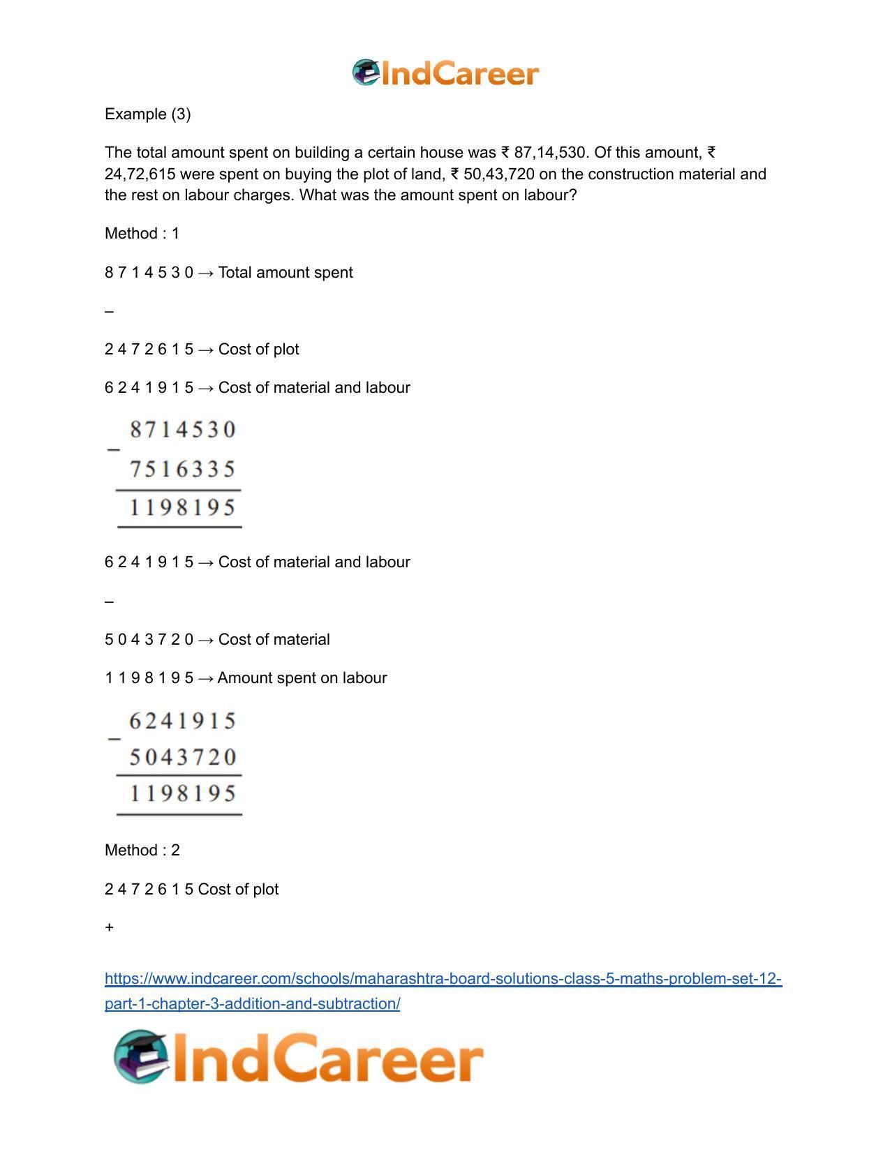 Maharashtra Board Solutions Class 5-Maths (Problem Set 12) - Part 1: Chapter 3- Addition and Subtraction - Page 6