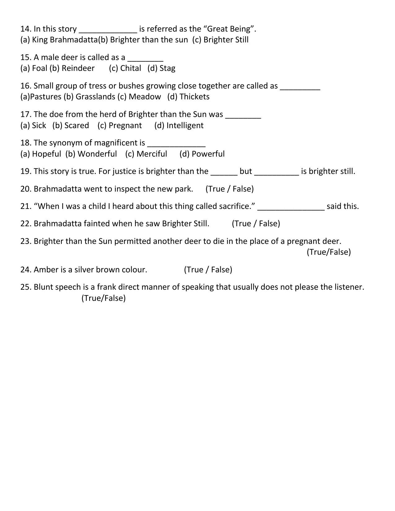 Worksheet for Class 4 English Assignment 54 Brighter Still - Page 2