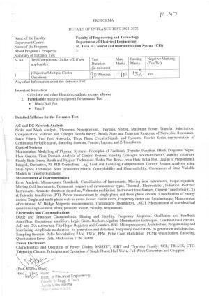 JMI Entrance Exam M47-M.Tech (Control and Instrumentation System) Syllabus