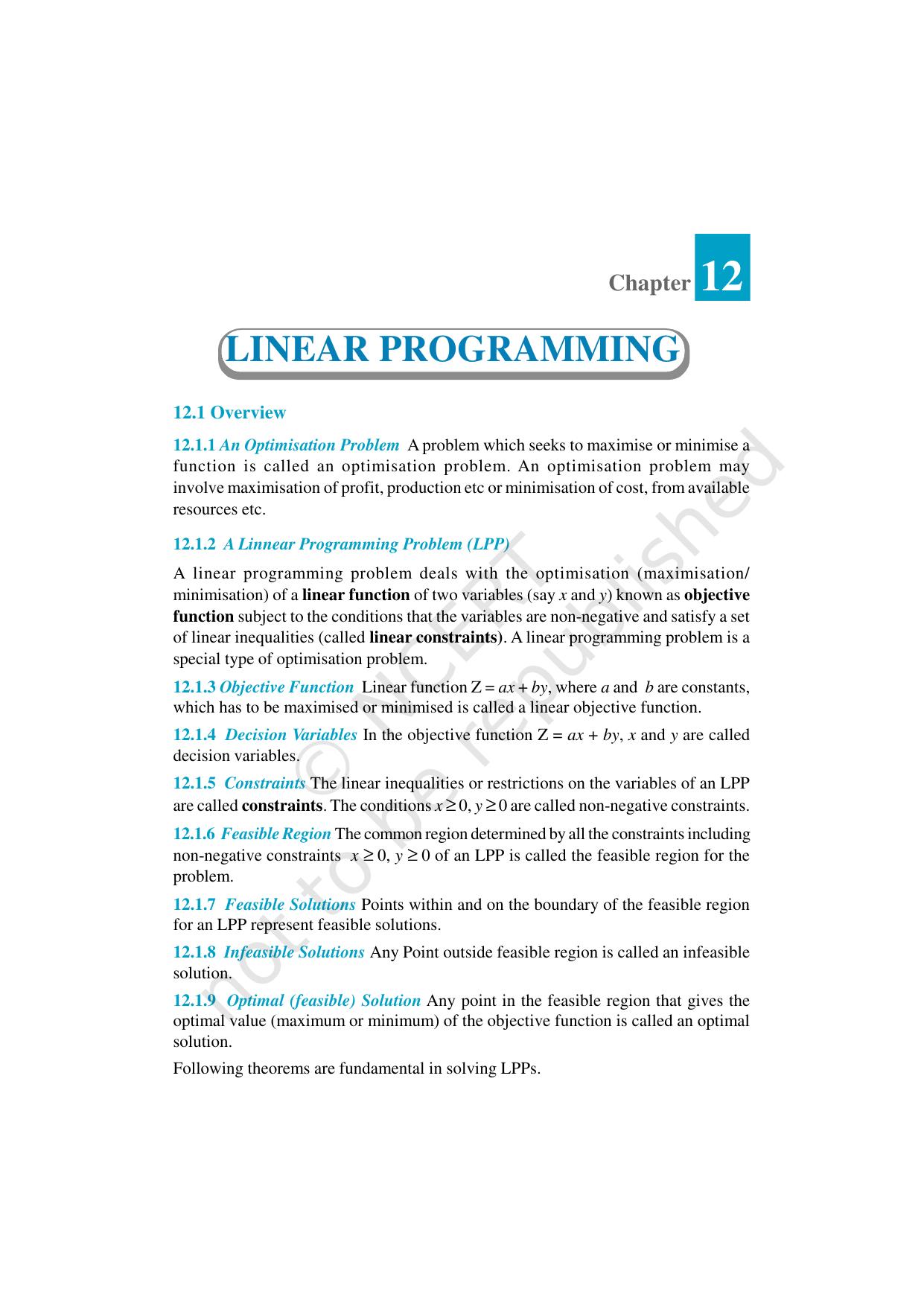 NCERT Exemplar Class 12: Mathematics Unit 12 (Linear Programming) - Page 1