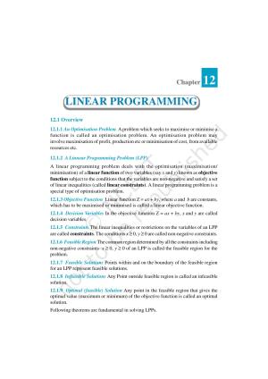 NCERT Exemplar Class 12: Mathematics Unit 12 (Linear Programming)
