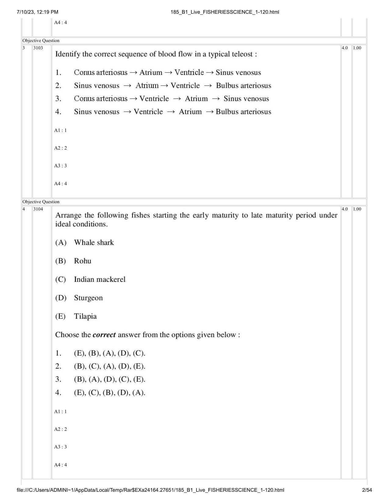 ICAR AIEEA PG 2023 FISHERIES SCIENCES Question Paper - Page 2