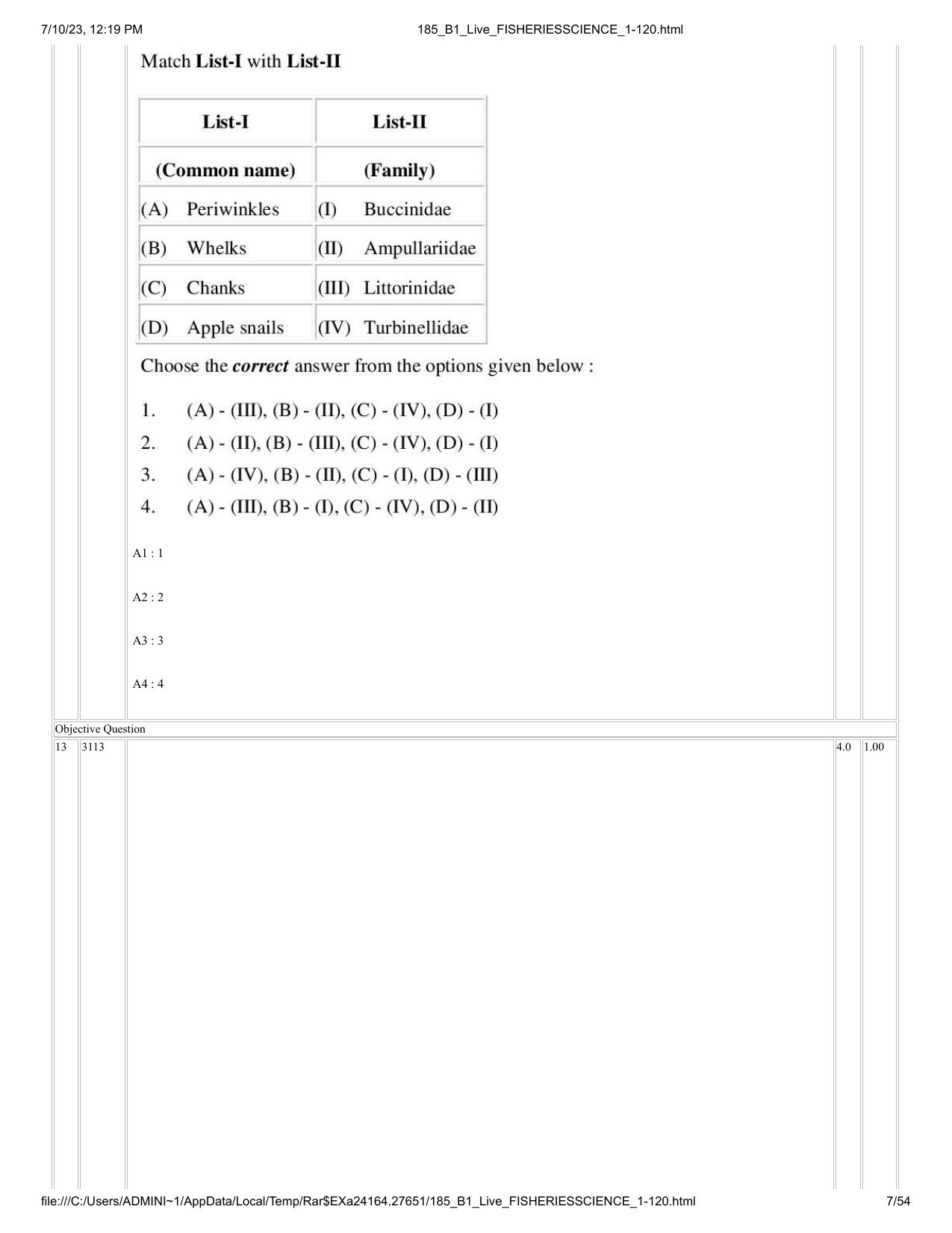 ICAR AIEEA PG 2023 FISHERIES SCIENCES Question Paper - Page 7
