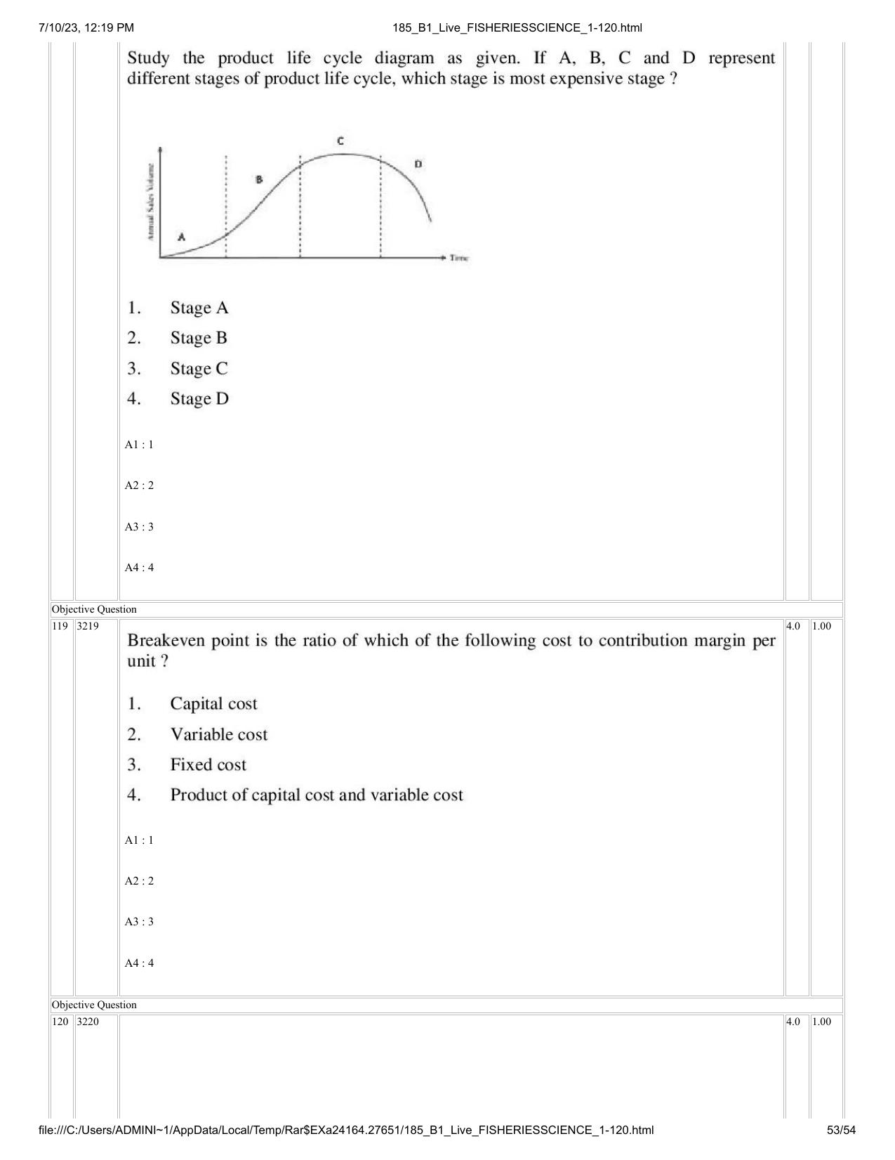 ICAR AIEEA PG 2023 FISHERIES SCIENCES Question Paper - Page 53