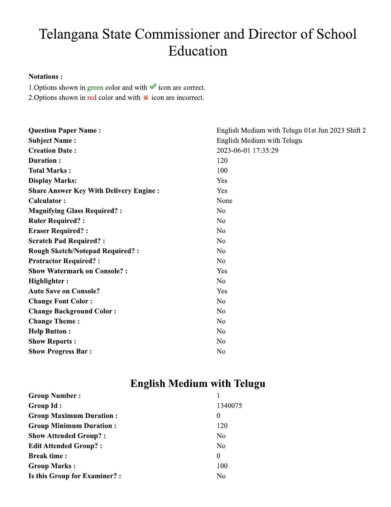 TS DEECET 2023 English Medium with Telugu 1st June 2023 Shift 2 Question Paper - Page 1