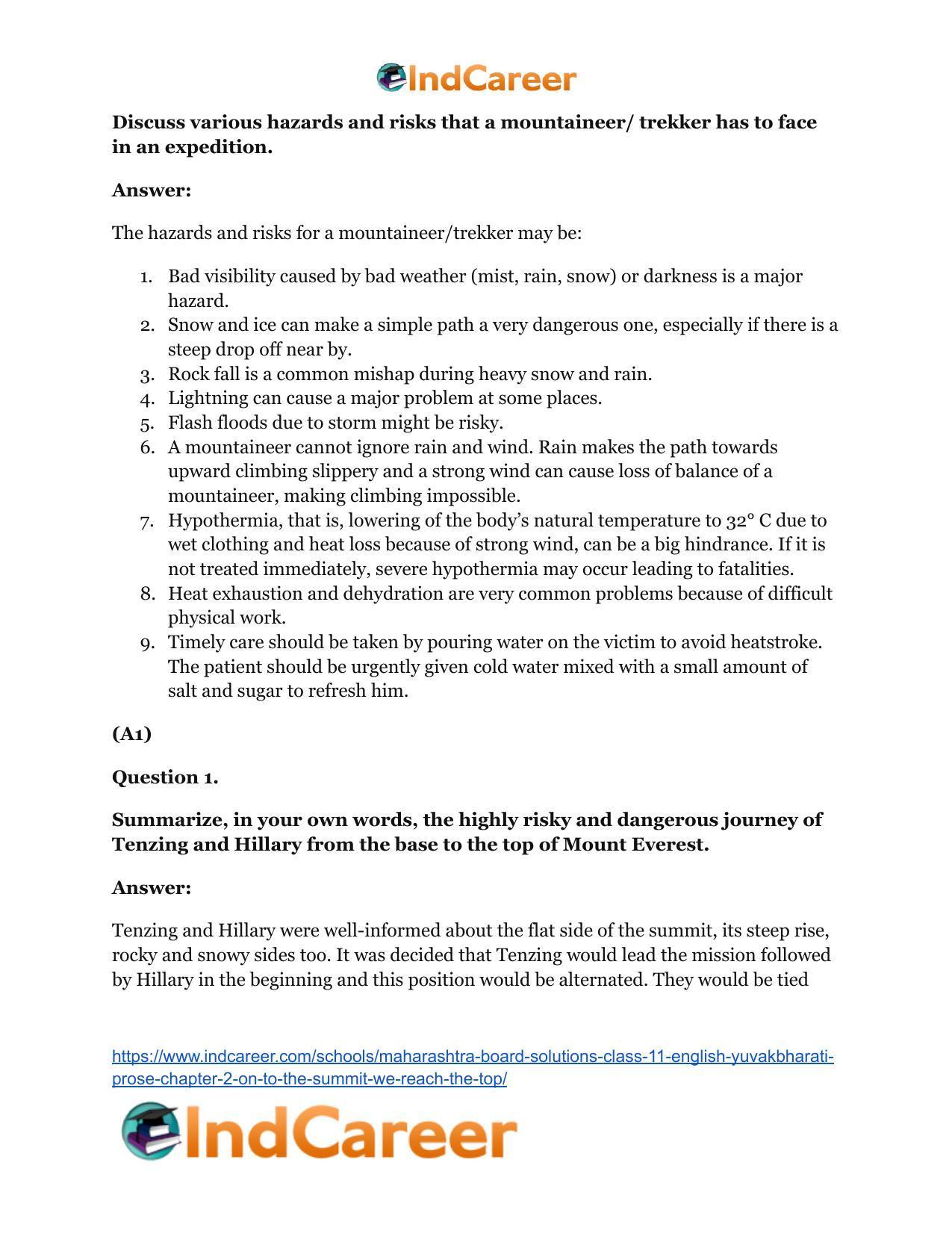 Maharashtra Board Solutions Class 11-English Yuvakbharati (Prose): Chapter 2- On To The Summit: We Reach The Top - Page 5