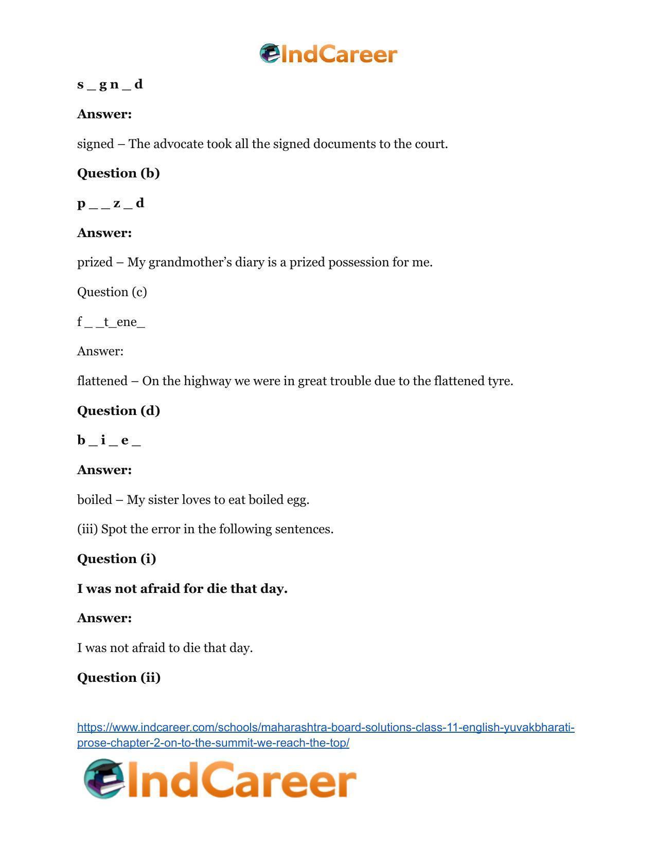 Maharashtra Board Solutions Class 11-English Yuvakbharati (Prose): Chapter 2- On To The Summit: We Reach The Top - Page 10