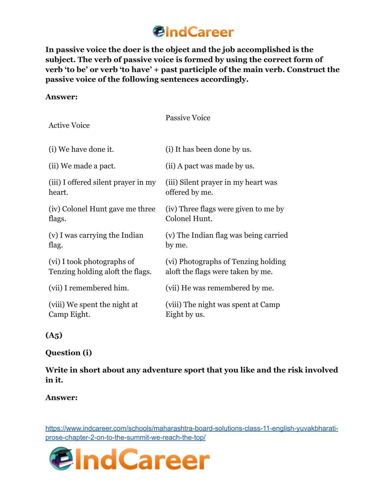 Maharashtra Board Solutions Class 11-English Yuvakbharati (Prose): Chapter 2- On To The Summit: We Reach The Top - Page 12