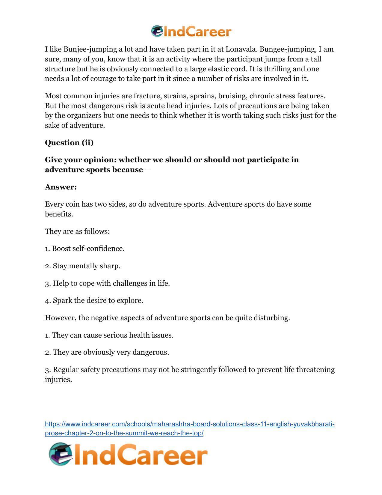 Maharashtra Board Solutions Class 11-English Yuvakbharati (Prose): Chapter 2- On To The Summit: We Reach The Top - Page 13