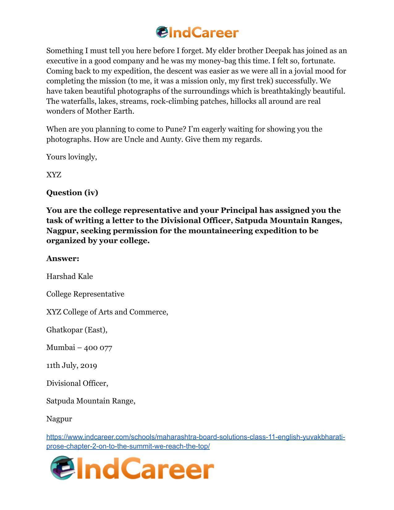 Maharashtra Board Solutions Class 11-English Yuvakbharati (Prose): Chapter 2- On To The Summit: We Reach The Top - Page 15