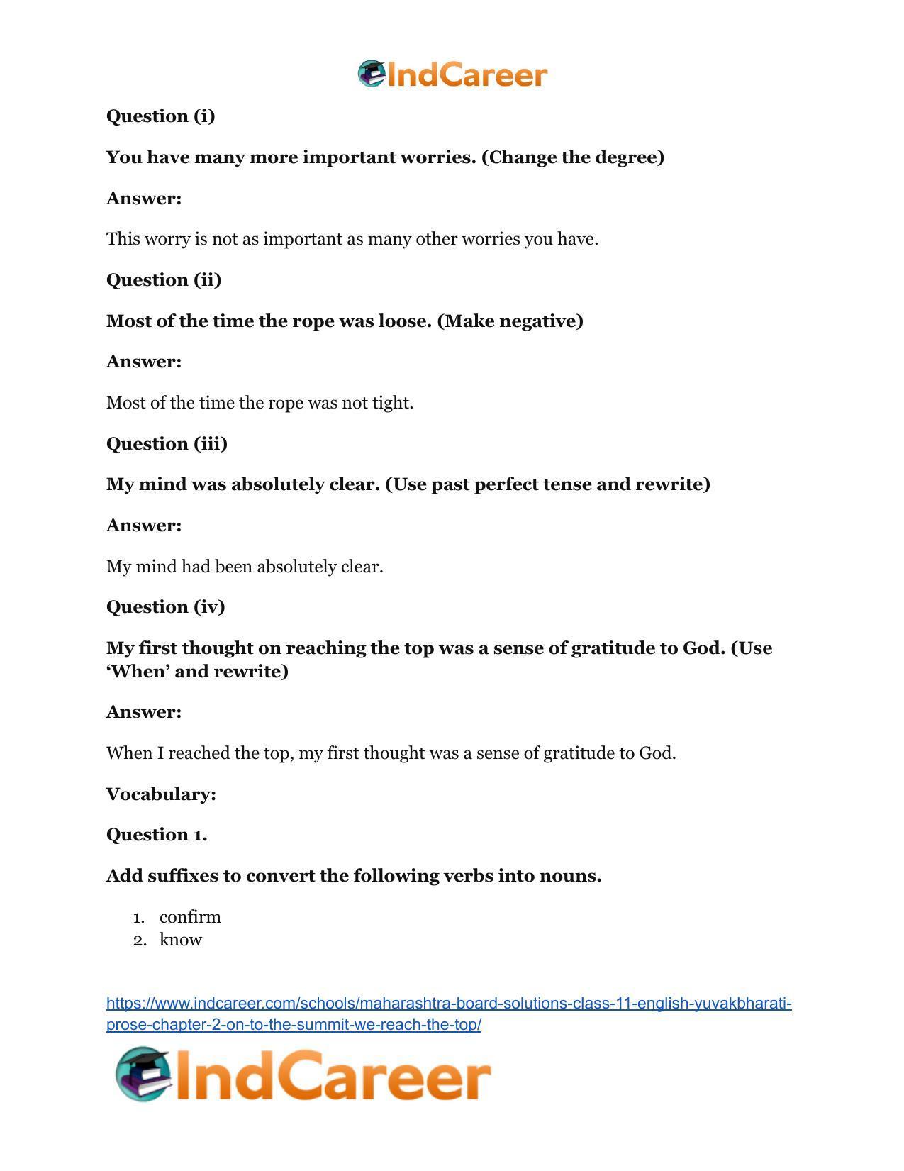 Maharashtra Board Solutions Class 11-English Yuvakbharati (Prose): Chapter 2- On To The Summit: We Reach The Top - Page 24